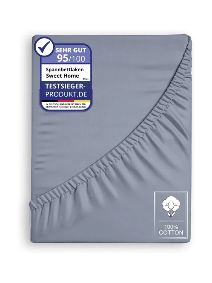 COFI 1453 Bettwäsche & Bettwaren<Jersey Spannbettlaken Spannbetttuch 100% Baumwolle Bettlaken Betttuch in Grau