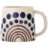 Bloomingville Gedeckter Tisch<Jumbotasse ''Shama'' in Creme/ Dunkelblau - 515 ml