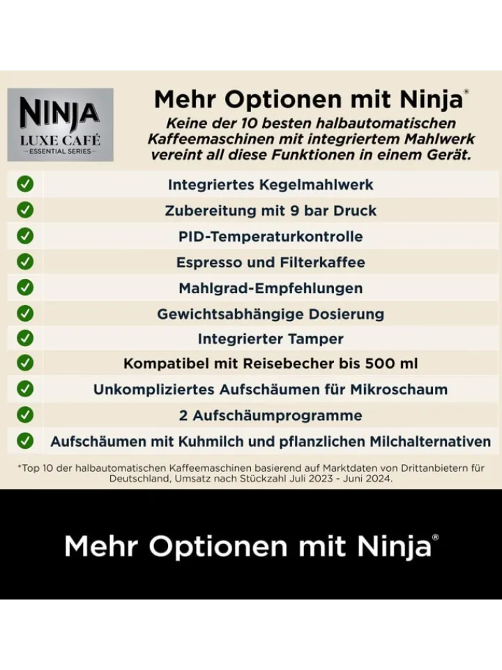 NINJA Küchenelektronik<Kaffeevollautomat Luxe Café Essential ES501EU in silber