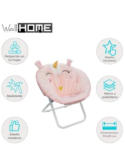 WellHome for Kids Sitzmöbel<Kalppsessel in Rosa - (H)55 x Ø 50 cm