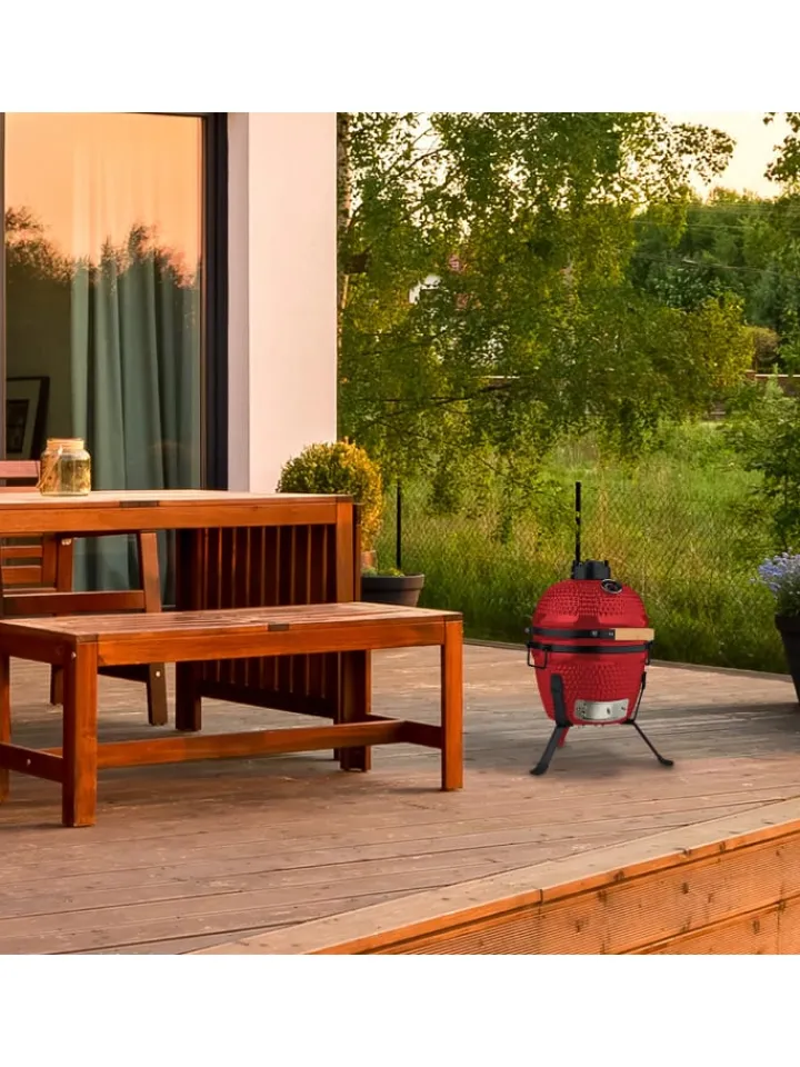 relaxdays Grillen<Kamado Grill in Rot - Ø 32 cm