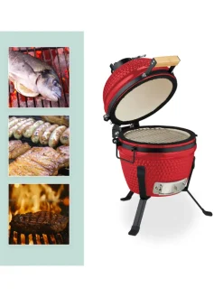 relaxdays Grillen<Kamado Grill in Rot - Ø 32 cm