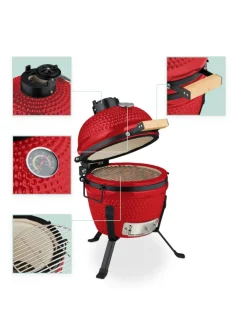 relaxdays Grillen<Kamado Grill in Rot - Ø 32 cm