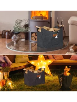 relaxdays Kisten & Körbe<Kaminholzkorb in Grau - 50 L