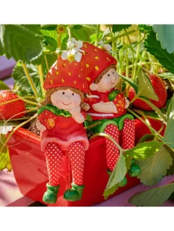 MARELIDA Gartendekoration<Kantenhocker Erdbeermädchen Lotte Gartenfigur H: 19cm in rot