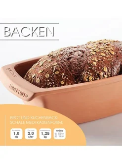 Römertopf Koch- & Backutensilien<Kastenform-Backform in Hellbraun - (B)31 x (H)9,5 x (T)16 cm