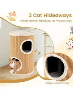 COSTWAY Katzen<Katzenbaum Kratztonne Ø 36 cm 59,5 cm hoch in Braun