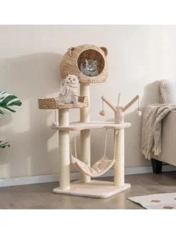 COSTWAY Katzen<Katzenbaum mit Höhle in Beige