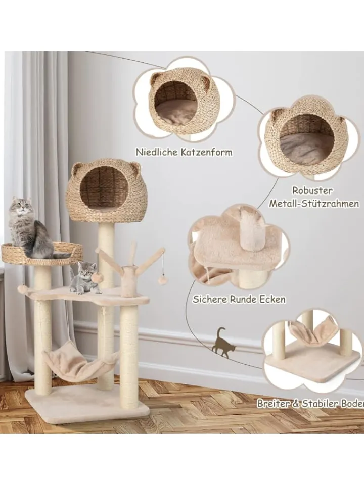 COSTWAY Katzen<Katzenbaum mit Höhle in Beige