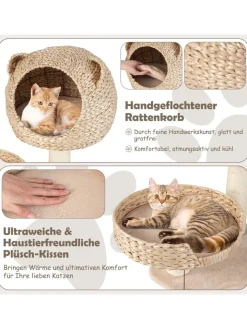 COSTWAY Katzen<Katzenbaum mit Höhle in Beige