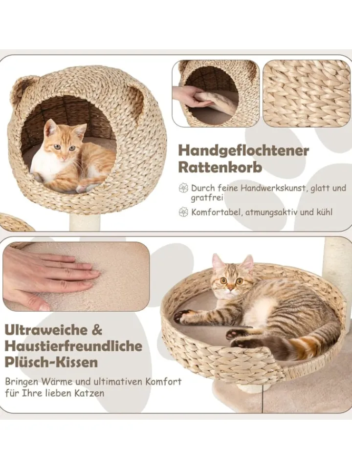 COSTWAY Katzen<Katzenbaum mit Höhle in Beige