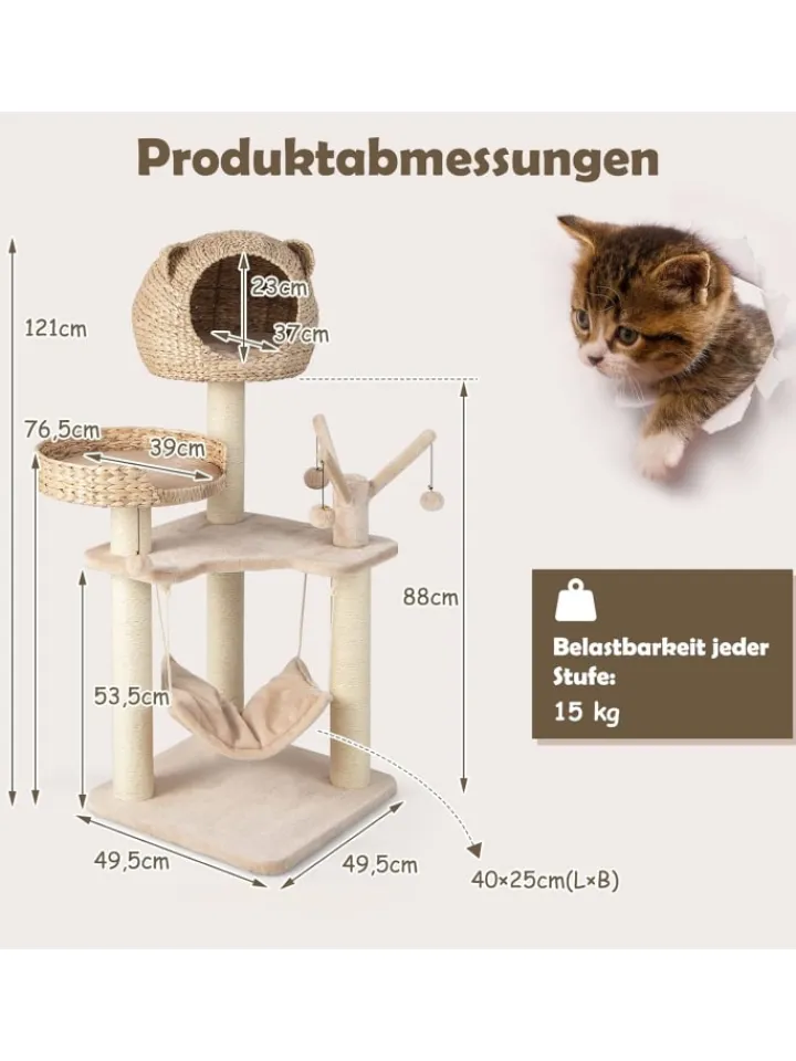 COSTWAY Katzen<Katzenbaum mit Höhle in Beige