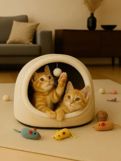 Paws&Whiskers Katzen<Katzenbett "Alaska" in Beige