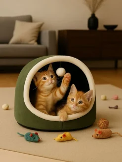 Paws&Whiskers Katzen<Katzenbett "Alaska" in Grün