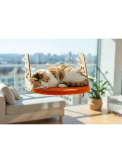Paws&Whiskers Katzen<Katzenbett in Orange - (L)28 x (B)47 cm