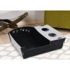 Paws&Whiskers Katzen<Katzenbett mit Futterstation in Schwarz - (B)40 x (H)15 x (T)60 cm
