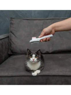 Intirilife Katzen<Katzenbürste Hundebürste Fellbürste selbstreinigend in Rosa Weiß