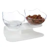 relaxdays Katzen<Katzen-Doppelnapf in Weiß/ Transparent - (B)27,5 x (H)16 x (T)13,5 cm