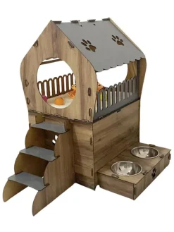 Paws&Whiskers Katzen<Katzenhaus in Braun - (B)65 x (H)68 x (T)51 cm