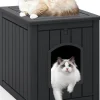 COSTWAY Katzen<Katzenhaus Katzenklo Schrank in Schwarz