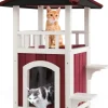 COSTWAY Katzen<Katzenhaus Outdoor in Rot