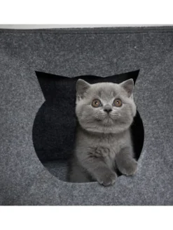 relaxdays Katzen<Katzenhöhle in Anthrazit - (B)33 x (H)33 x (T)33 cm
