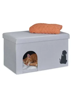 relaxdays Katzen<Katzenhöhle in Grau - (B)72 x (H)40,5 x (T)40,5 cm