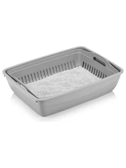 Paws&Whiskers Katzen<Katzenklo in Grau - (B)37,5 x (H)50 x (T)41 cm