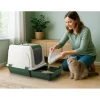 Paws&Whiskers Katzen<Katzenklo in Weiß/ Grün - (B)39,5 x (H)47 x (T)55 cm