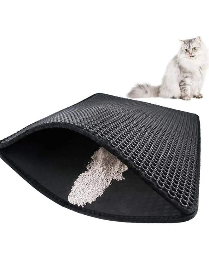 Intirilife Katzen<Katzenklo Matte in Schwarz