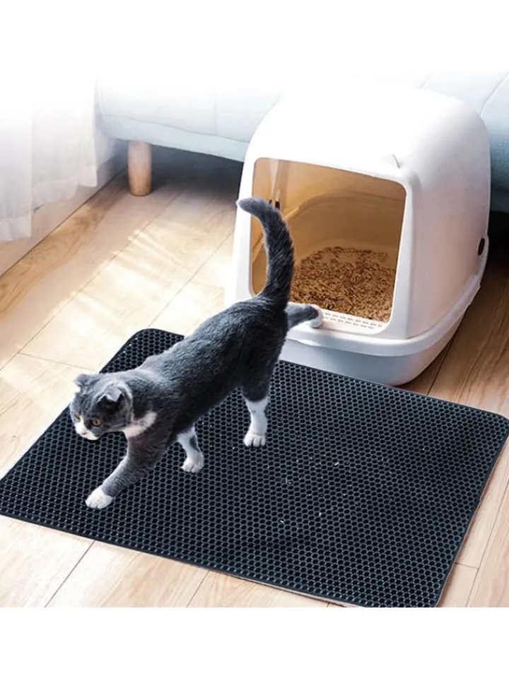 Intirilife Katzen<Katzenklo Matte in Schwarz