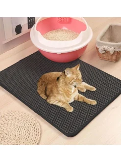 Intirilife Katzen<Katzenklo Matte in Schwarz