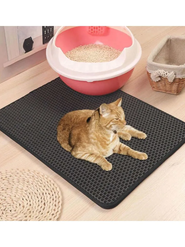 Intirilife Katzen<Katzenklo Matte in Schwarz