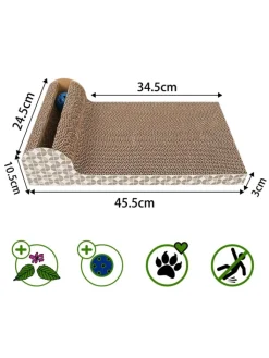 Intirilife Katzen<Katzenkratzbrett Katzenspielzeug in Braun - 45.5 x 24.5 x 10.5 cm