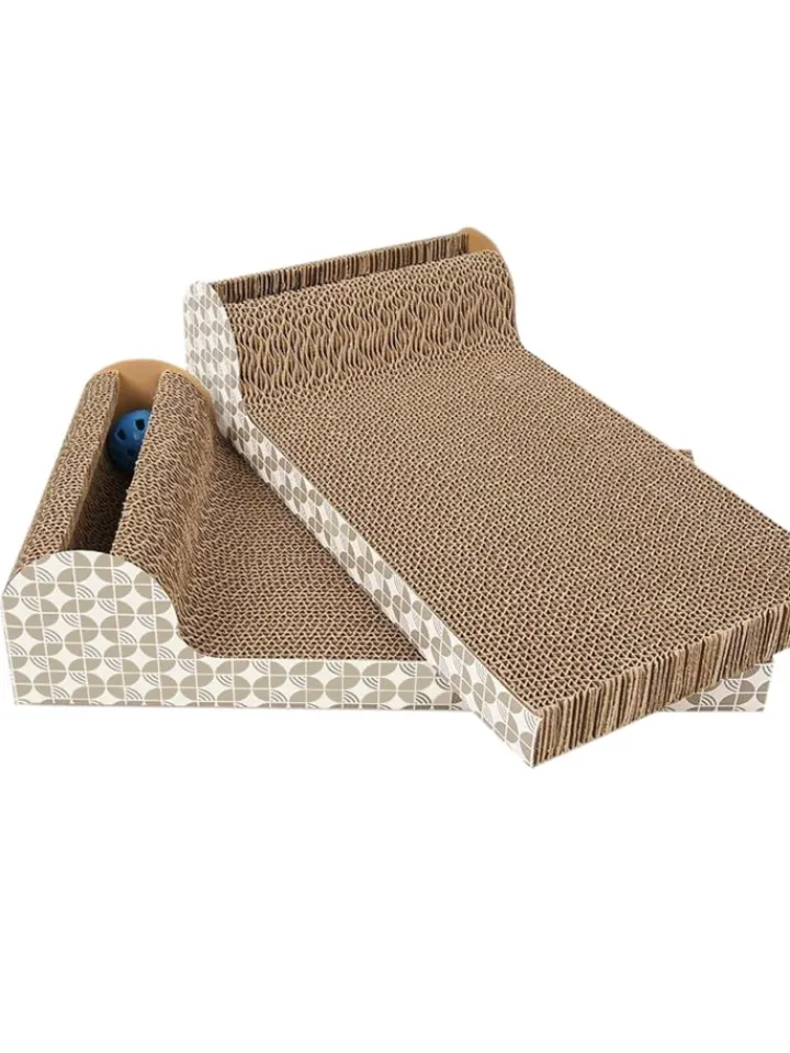 Intirilife Katzen<Katzenkratzbrett Katzenspielzeug in Braun - 45.5 x 24.5 x 10.5 cm
