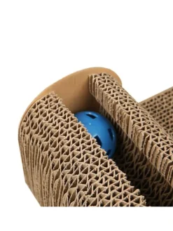 Intirilife Katzen<Katzenkratzbrett Katzenspielzeug in Braun - 45.5 x 24.5 x 10.5 cm