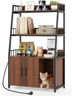 COSTWAY Katzen<Katzenschrank mit Bücherregal in Andere