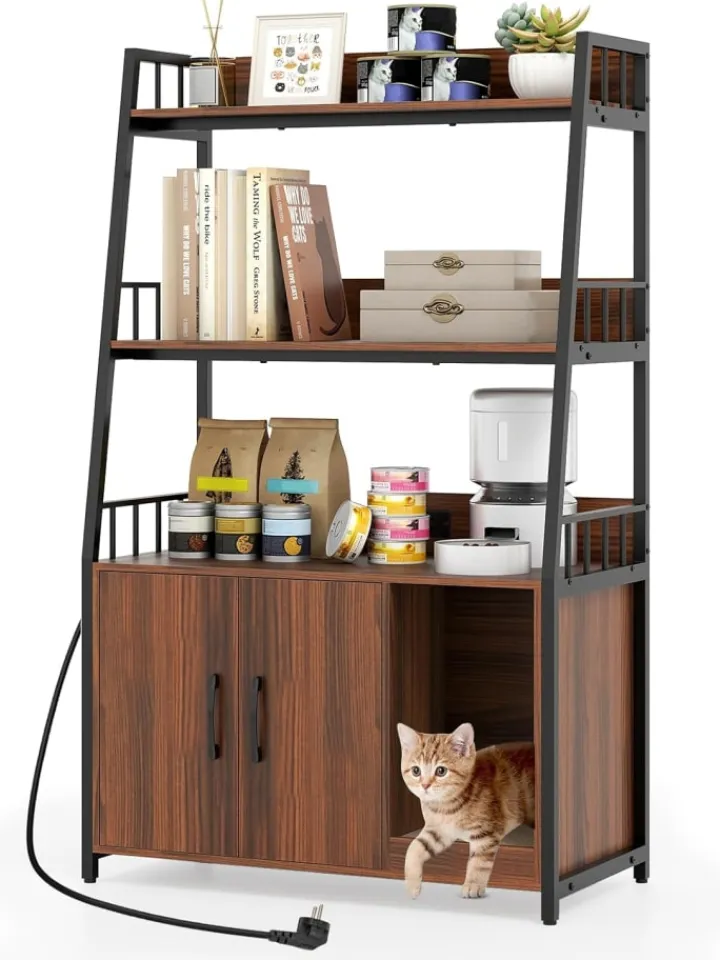COSTWAY Katzen<Katzenschrank mit Bücherregal in Andere