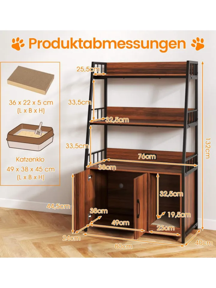 COSTWAY Katzen<Katzenschrank mit Bücherregal in Andere