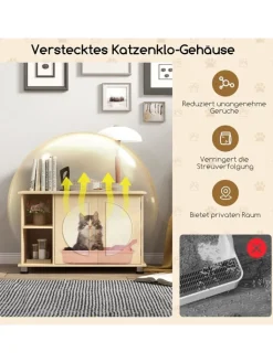 COSTWAY Katzen<Katzenschrank 82x48x52cm in Beige