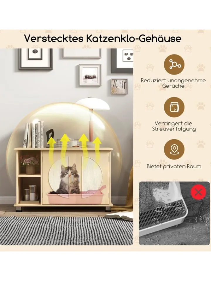 COSTWAY Katzen<Katzenschrank 82x48x52cm in Beige