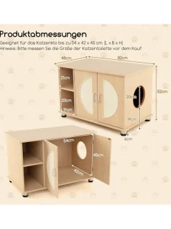 COSTWAY Katzen<Katzenschrank 82x48x52cm in Beige