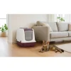 Paws&Whiskers Katzen<Katzenstreubox in Lila/ Weiß - (B)39,5 x (H)55 x (T)57 cm