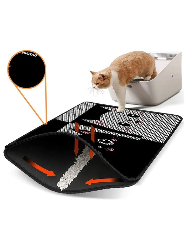 Paws&Whiskers Katzen<Katzenstreumatte in Grau/ Schwarz - (L)45 x (B)60 cm