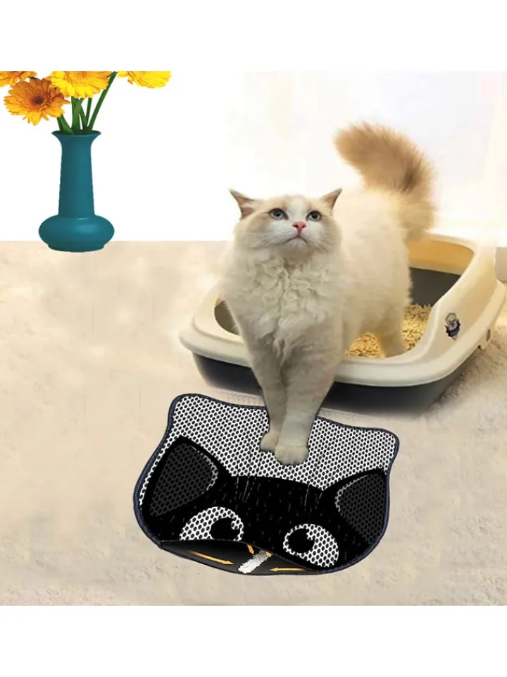 Paws&Whiskers Katzen<Katzenstreumatte in Schwarz/ Grau - (L)50 x (B)40 cm