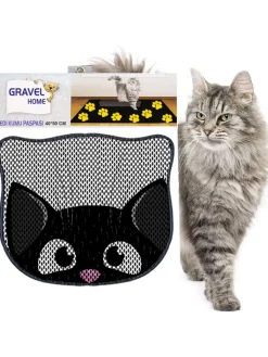 Paws&Whiskers Katzen<Katzenstreumatte in Schwarz/ Grau - (L)50 x (B)40 cm