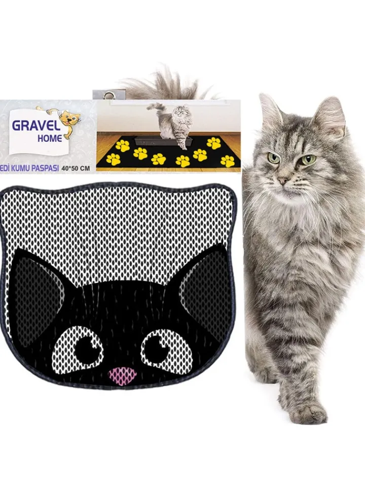 Paws&Whiskers Katzen<Katzenstreumatte in Schwarz/ Grau - (L)50 x (B)40 cm