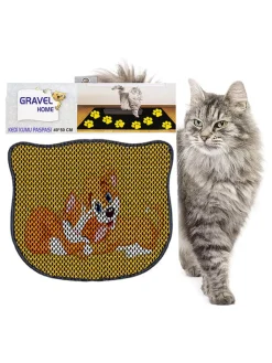 Paws&Whiskers Katzen<Katzenstreumatte in Schwarz/ Gelb - (L)50 x (B)40 cm