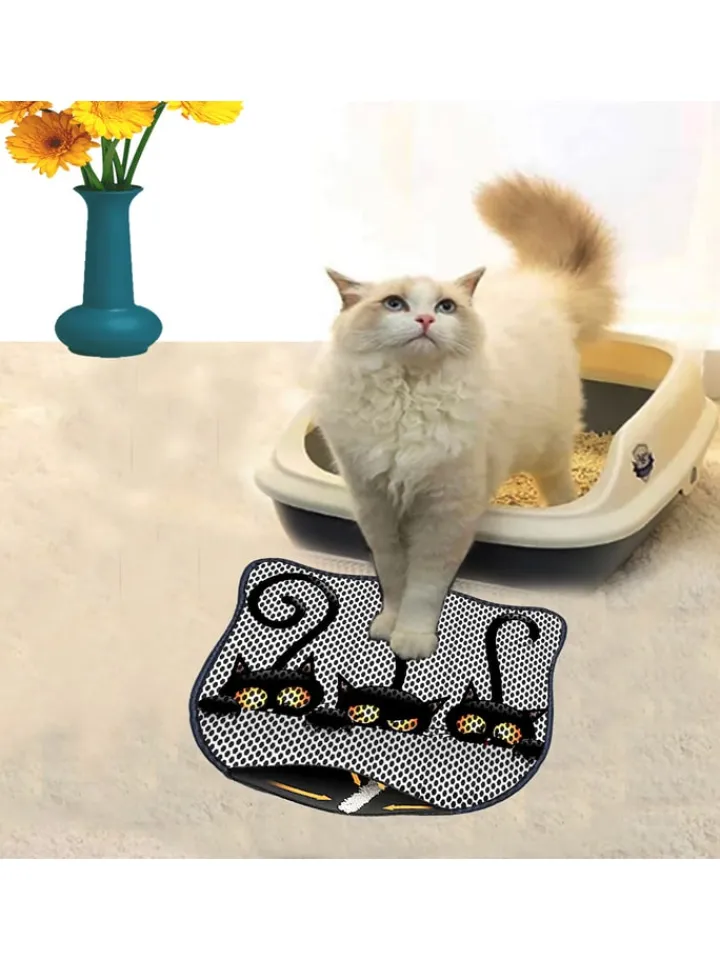 Paws&Whiskers Katzen<Katzenstreumatte in Schwarz/ Grau - (L)50 x (B)40 cm