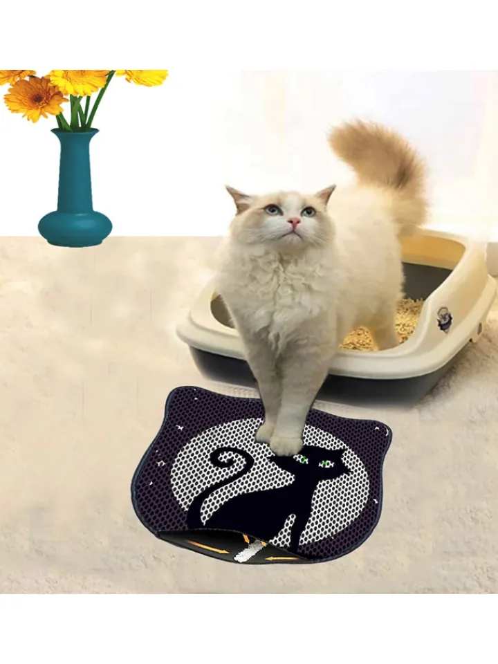 Paws&Whiskers Katzen<Katzenstreumatte in Schwarz/ Grau - (L)50 x (B)40 cm